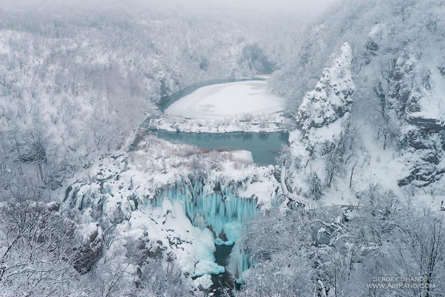 Plitvice Lakes National Park in winter, Croatia, © AirPano 