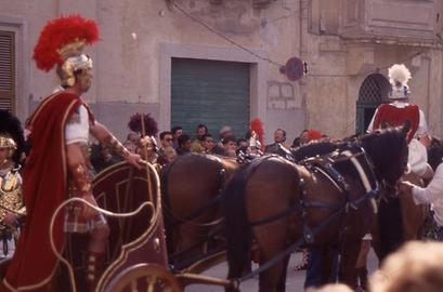 One of the highlights of the procession, a Roman chariot