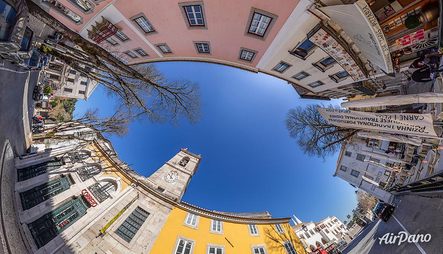 The clock tower (Torre do Relógio). Sintra, Portugal, © AirPano 