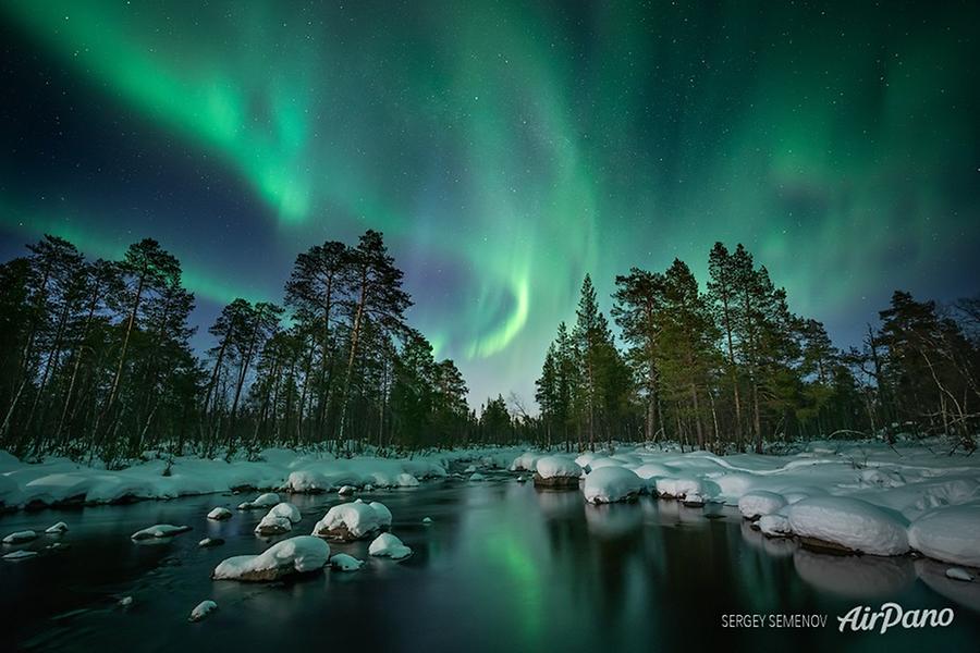 Northern lights, Kola peninsula, Russia, © AirPano 