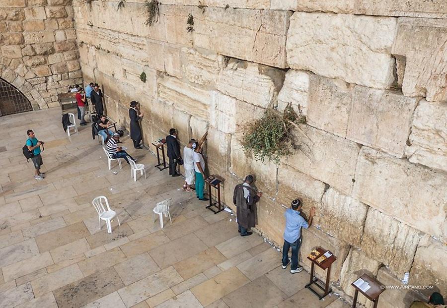 The Western Wall also known as The Wailing Wall or the Kotel. Jerusalem, Israel. Judaism, © AirPano 