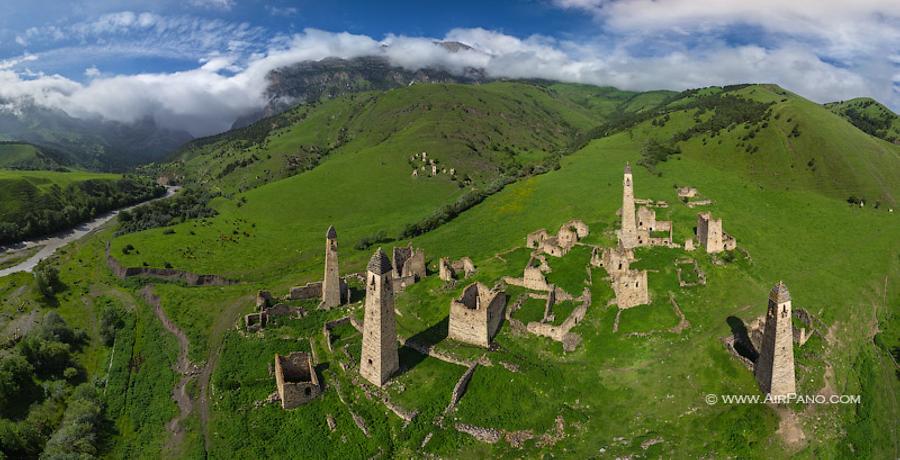 Old Watch Towers, Ingushetia, Russia, © AirPano 