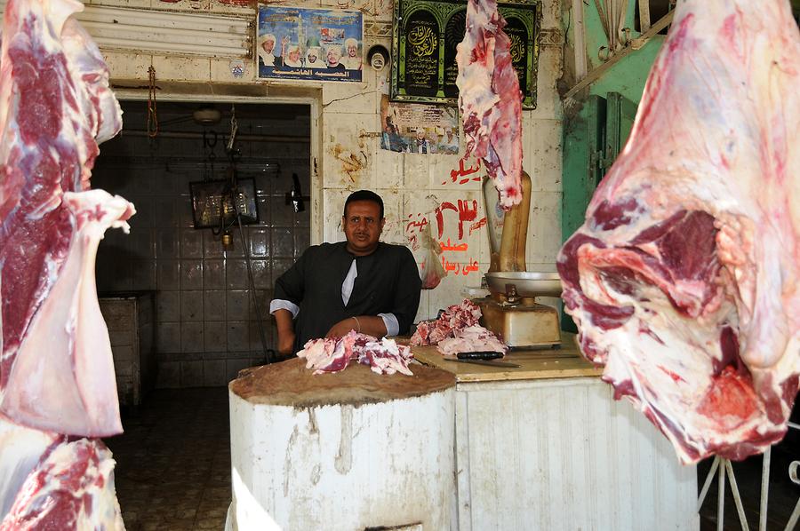 Edfu - Street Life; Meat Market