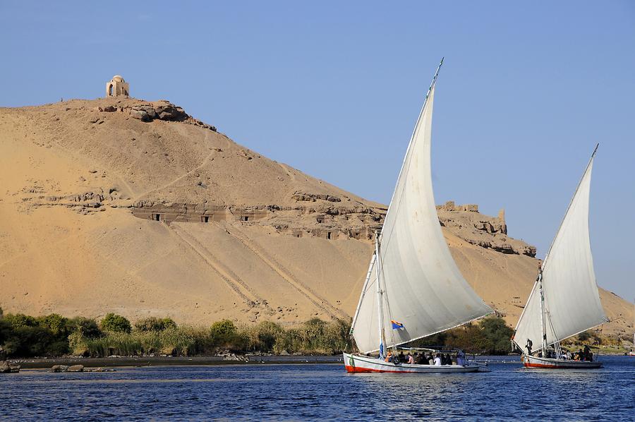 Nile Cataract near Aswan - Feluccas
