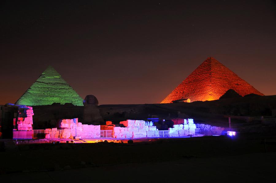 Pyramids of Giza at Night
