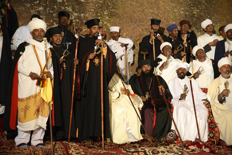 Biete Medhane Alem at Night - Christmas Ceremony; Prayer Cane