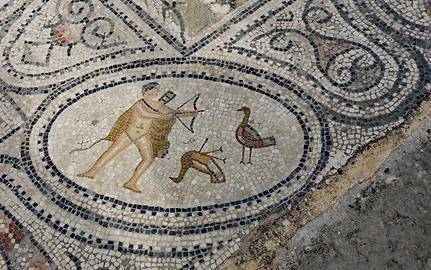 Mosaik, Herakles tötet die Stymphalischen Vögel
