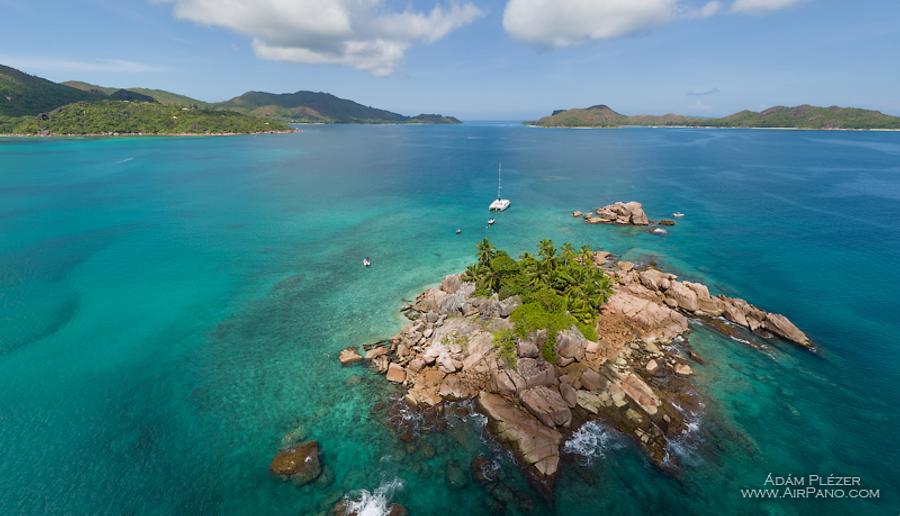 St. Pierre islet off the coast of Praslin. Seychelles, © AirPano 