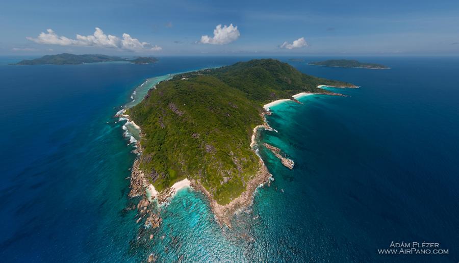 Pointe Camille, La Digue from an altitude of 410 meters. Seychelles, © AirPano 
