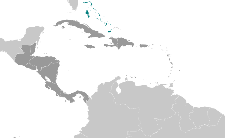 The Bahamas in Central America and Caribbean