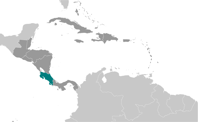 Costa Rica in Central America and Caribbean