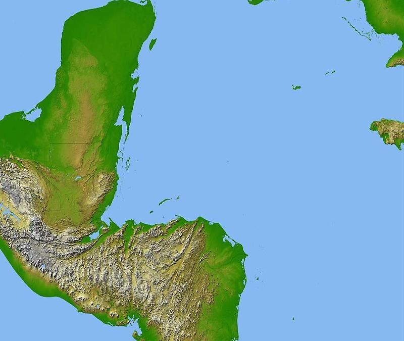 Central America, Satellite radar topography