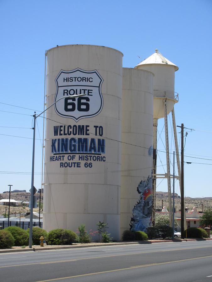 Kingman - Storage Tower with 'Historic Route 66' Sign