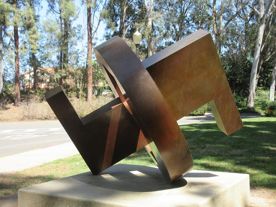 UCLA Franklin D. Murphy Sculpture Garden - 'Dynamic Rhythms Orange' by Benton Fletcher 1970