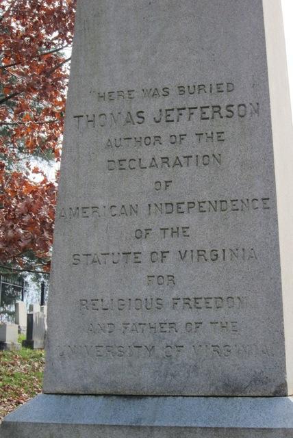 Inscription on Jeffersons gravesite
