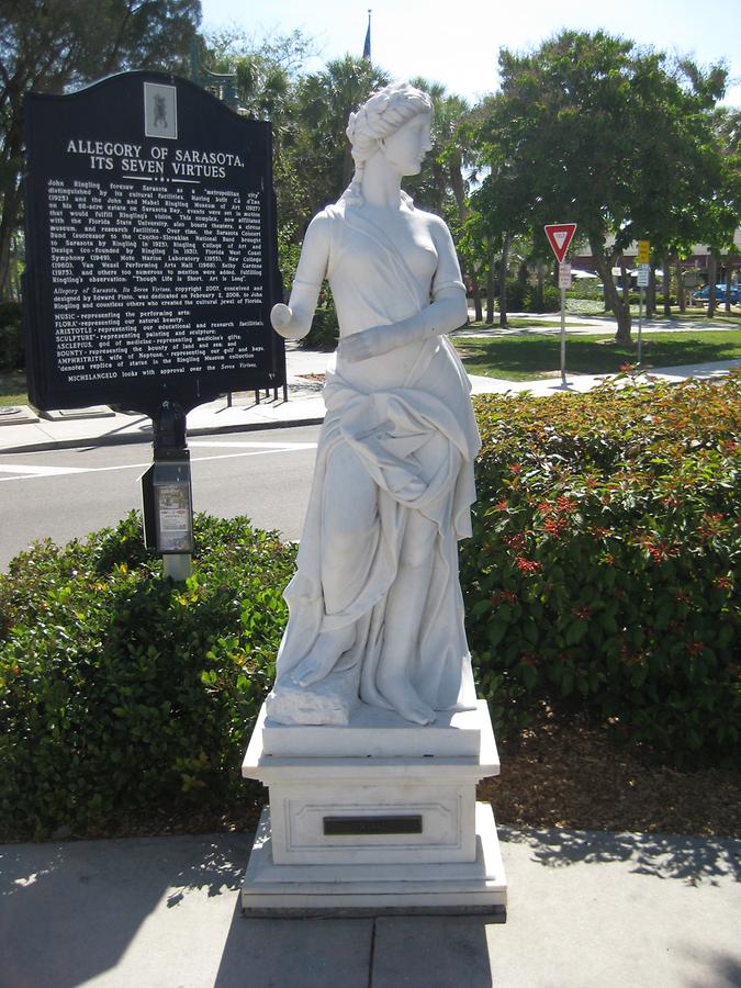 Sarasota Saint Armand&#39;s Circle Seven Virtues Statue Music