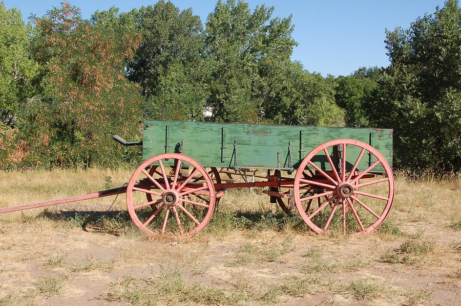 Old cart on display in Golden