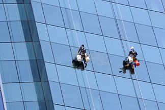 Downtown Miami - Window Cleaners; Blow-up