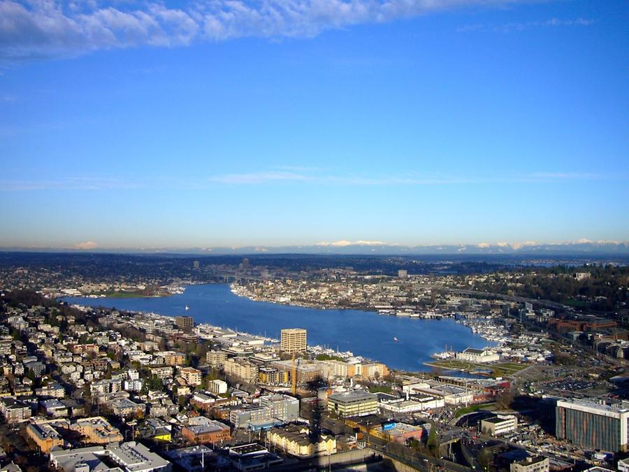 lake seen from space needle