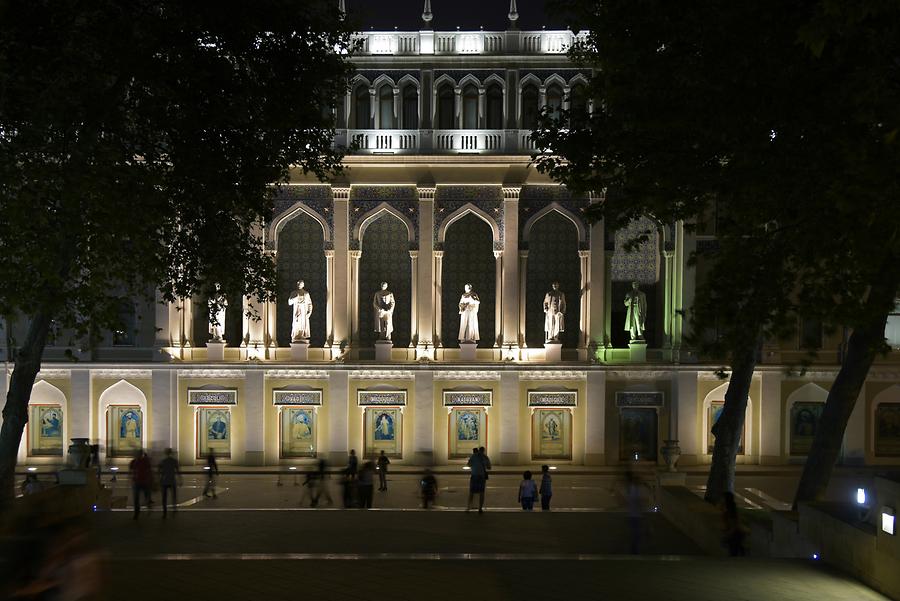 Nizami Museum of Azerbaijani Literature at Night