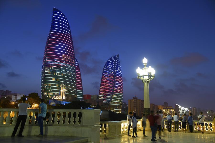 Flame Towers at Night