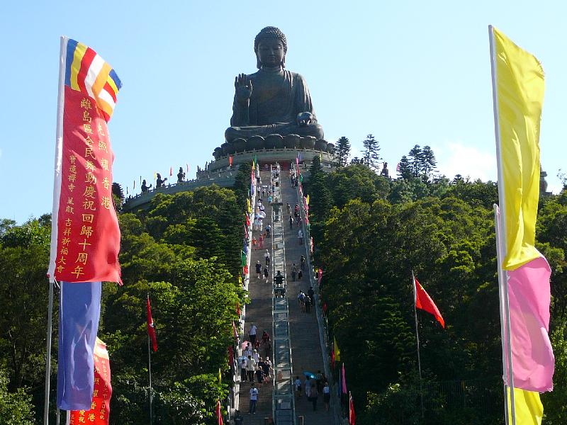 stairway leading to big buddha statue