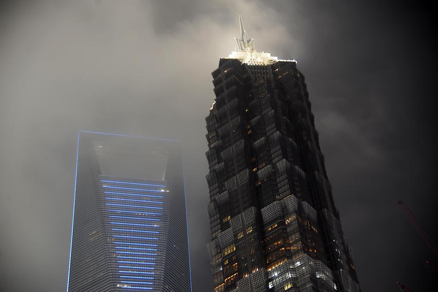 Jin Mao Tower and Shanghai World Financial Center at Night