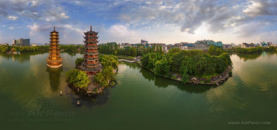 The Sun and Moon Pagodas, city of Guilin