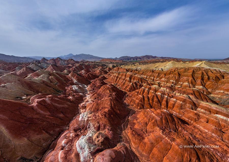 Colourful mountains of the Zhangye Danxia Geopark, China, © AirPano 