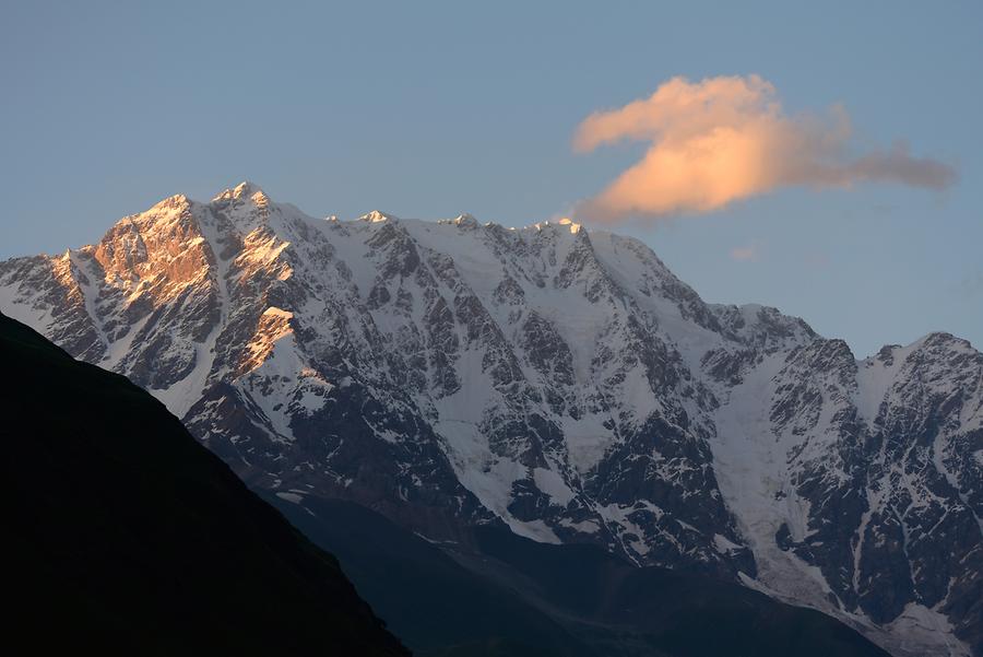 Shkhara Mountain at Sunset