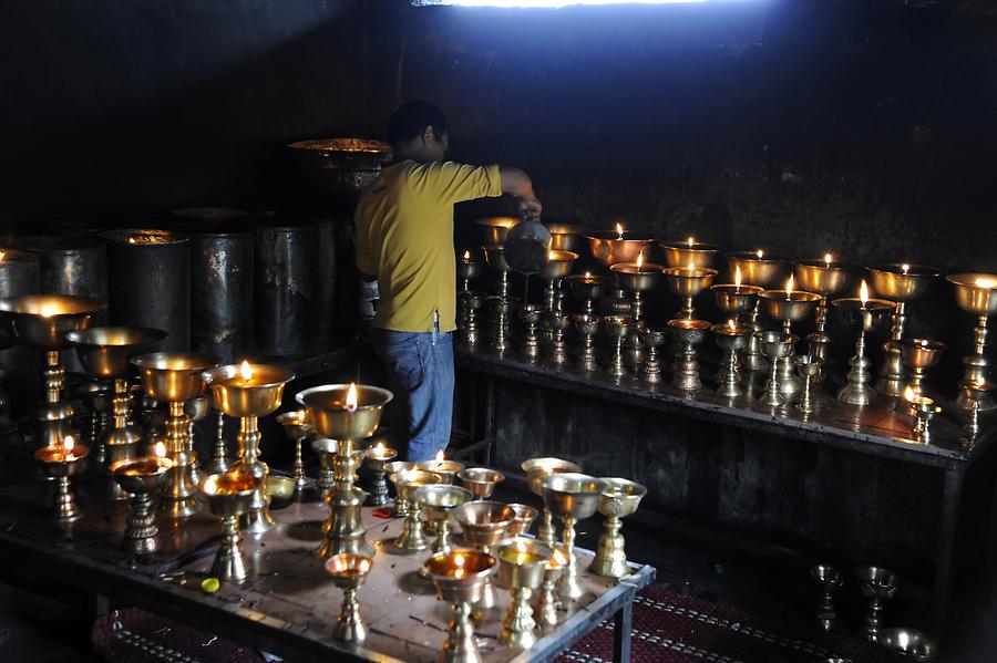 Spituk Monastery - Gonkhang; Butter Lamps