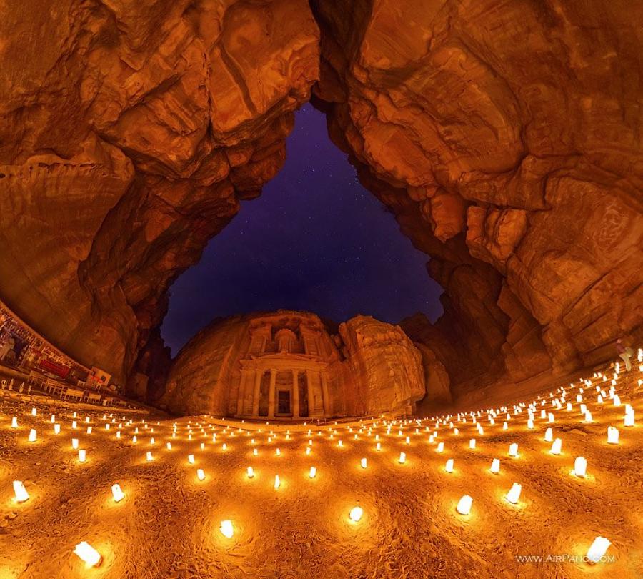 Petra at night under the light of hundreds candles, © AirPano 
