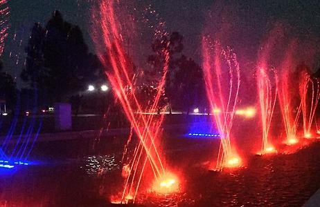 Cancing colour fountains near F-16 sector. These were designed by the Falcon Engineering firm in Islamabad., Photo: Rizwan Mehmood, 2015