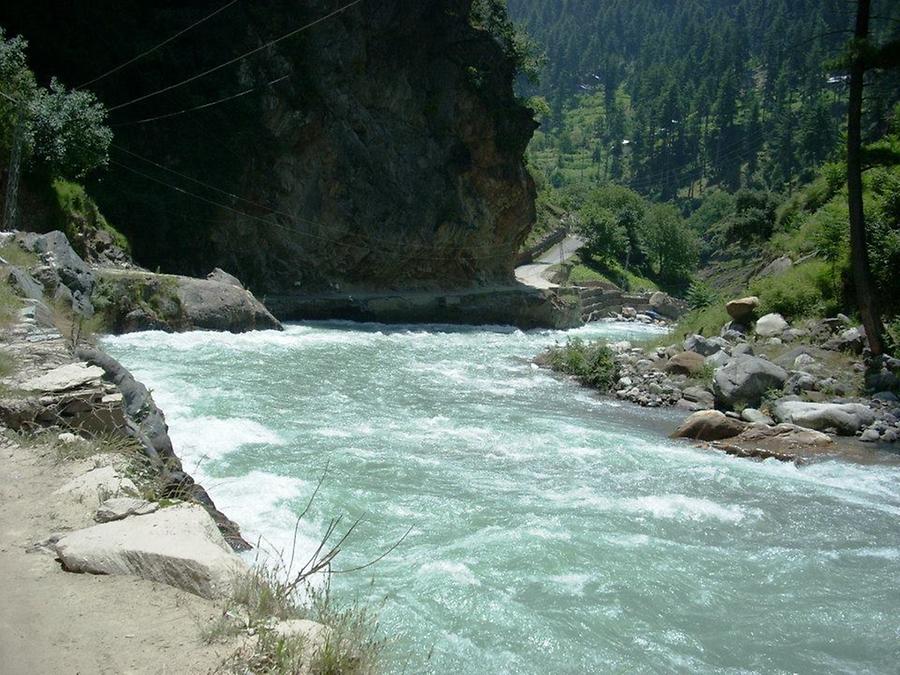 Neelum river flows through the valley