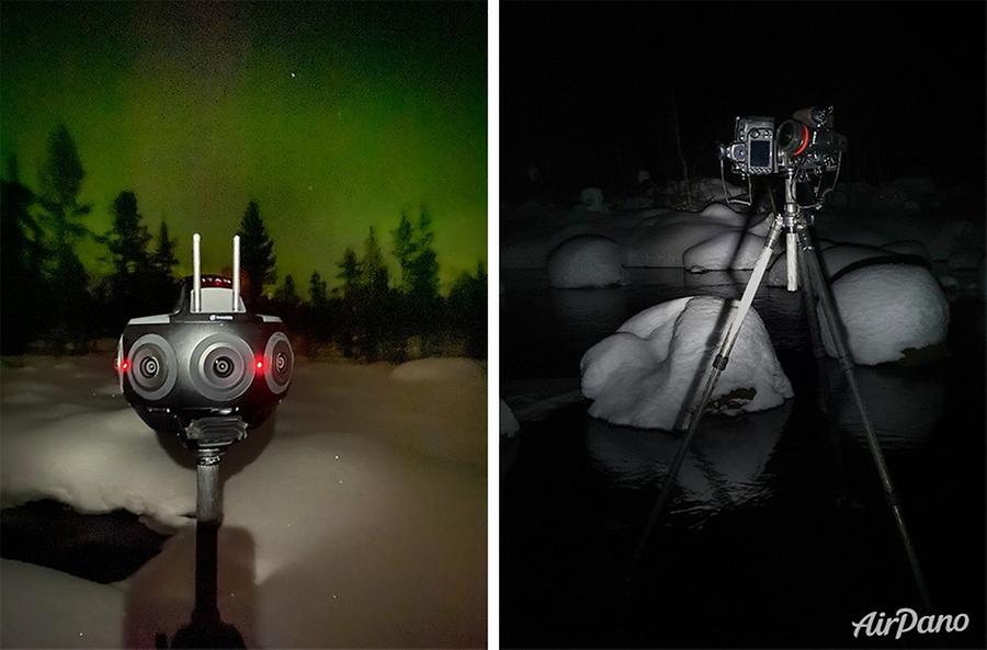 Filming northern lights on the Kola Peninsula, © AirPano 