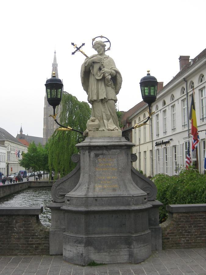 Brügge - Wollestraat Eekhoutstraat - Dijver-Brücke - St. Nepomuk-Statue