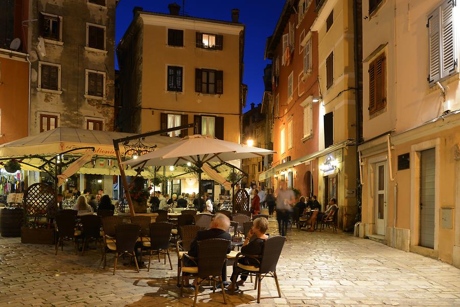Rovinj Old Town Centre at Night