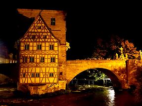 Bamberg - Rottmeisterhaus and river Regnitz