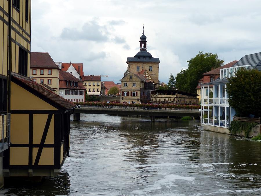 Bamberg - View over the river Regnitz to the Old Town Hall