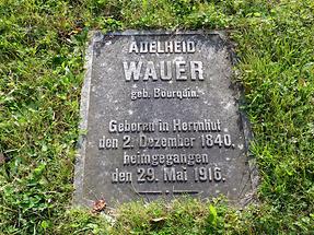 Herrnhut - Cemetery; Simple Grave Plate in the Meadow