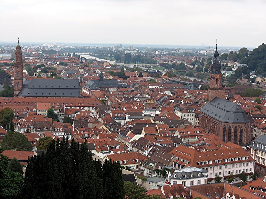 Heidelberg - Old Town with Church of the Holy Spirit and Jesuit Church