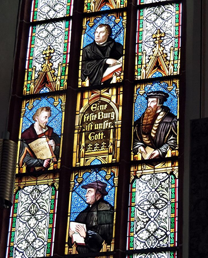 Heidelberg - St. Peter's Church; Stained-Glass Windows with Protestant Reformers