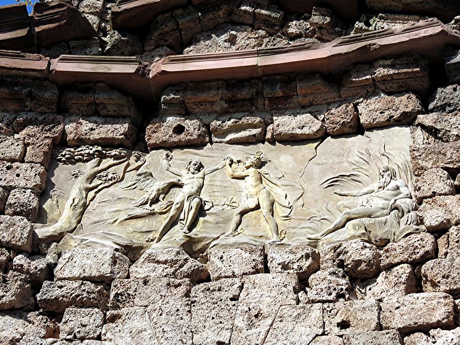 Schwetzingen - Castle Garden; Relief 'Hermes and Prometheus'