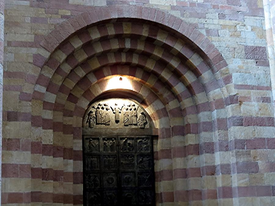 Speyer Cathedral; Romanesque Church Porch with Modern Door