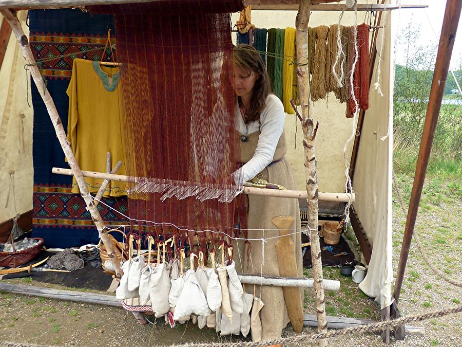 Haithabu - Viking Village; Weaving Viking Woman