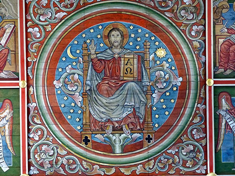 Hildesheim - St. Michael's Church; Painted Oak Ceiling (1220 - 40), Christus Pantocrator
