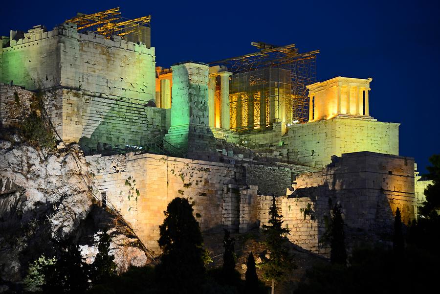 View of the Acropolis from Filopappou Hill at Night