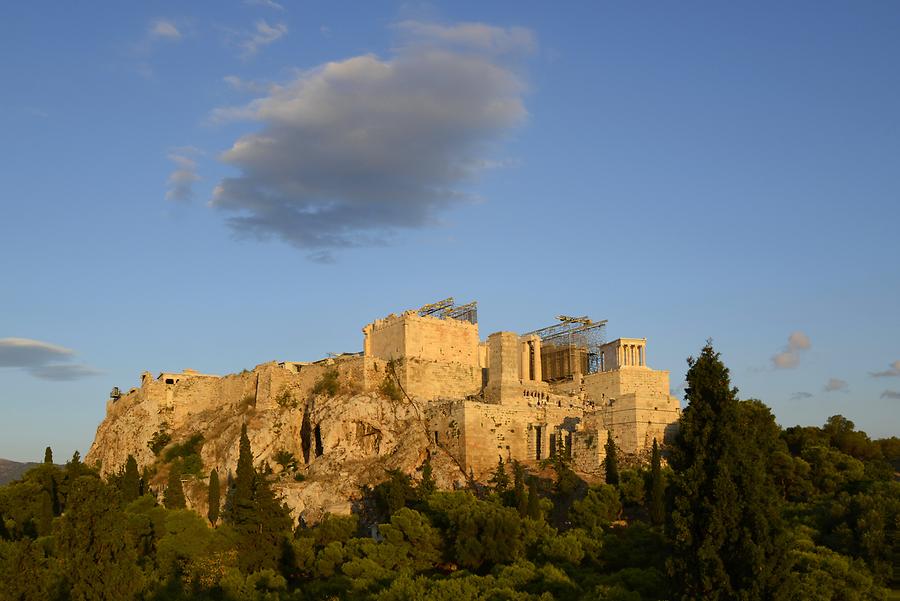 View of the Acropolis from Filopappou Hill at Sundown