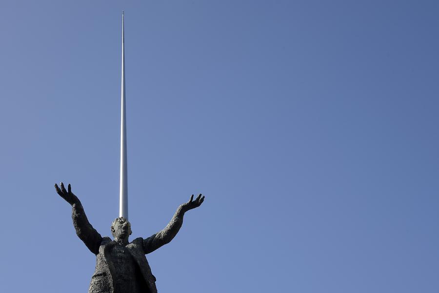 Spire of Dublin and Memorial Statue of James Larkin
