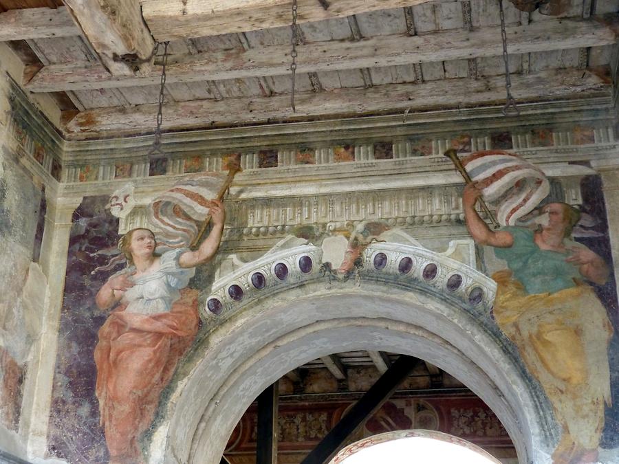 Malpaga Castle - Frescoes at the Castle Entrance